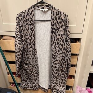 Amaryllis Leopard Print Open Front Cardigan